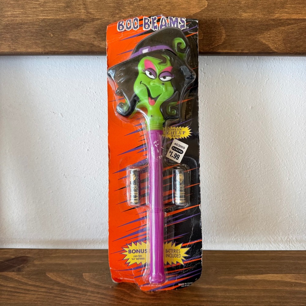 Vintage 1991 Trendmasters Boo Beams Halloween Light-Up Witch Wand New Sealed